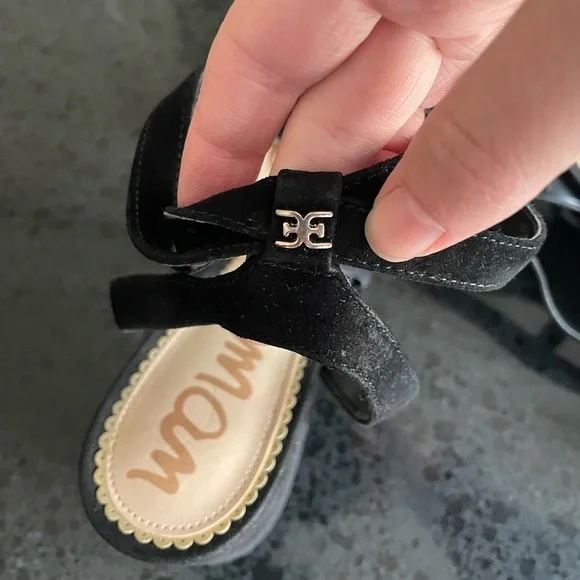 Sam Edelman Sammy Black Suede Block Heels Size 9 1/2 - Picture 5 of 8